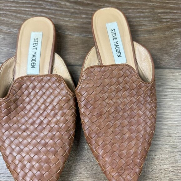 Steve Madden Women's Mattis Woven Flat Mules Brown, Pointed Toe Fall Sz 7M - Picture 3 of 10